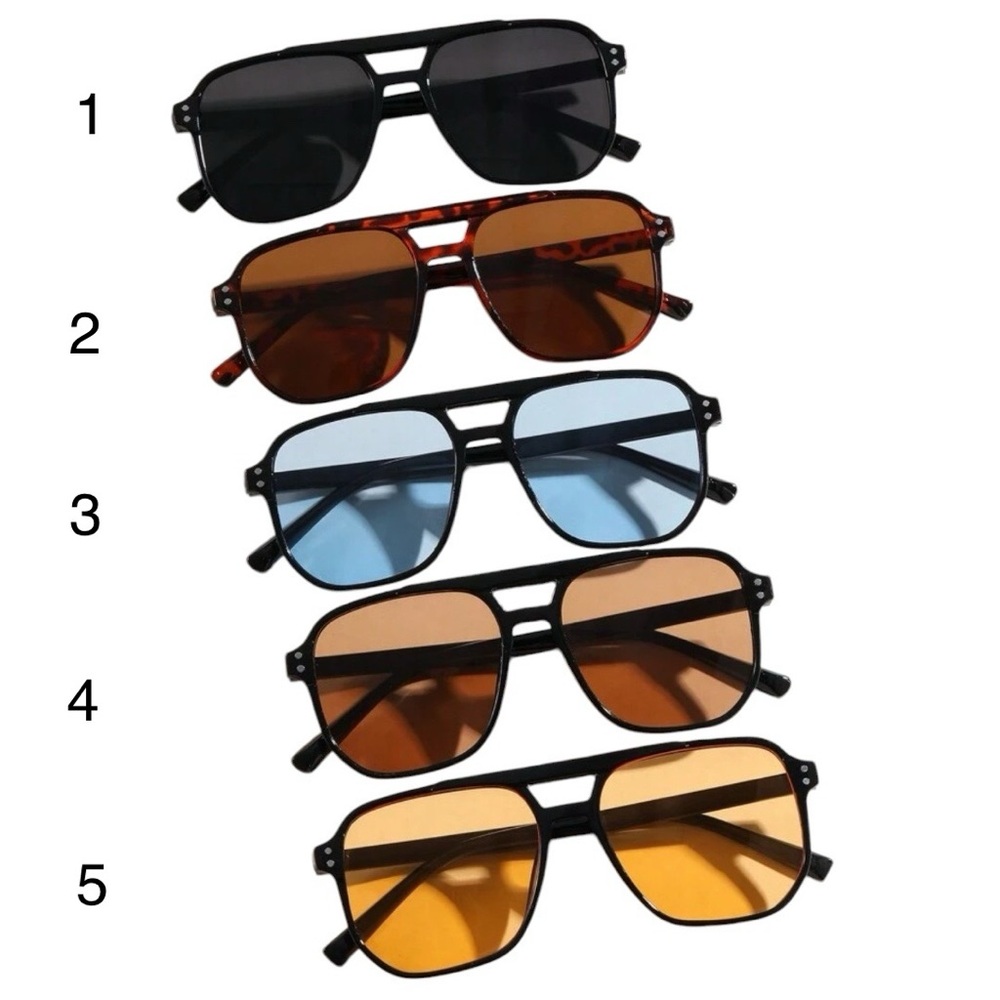 Women Square Stud Decor Suitable Sunglasses